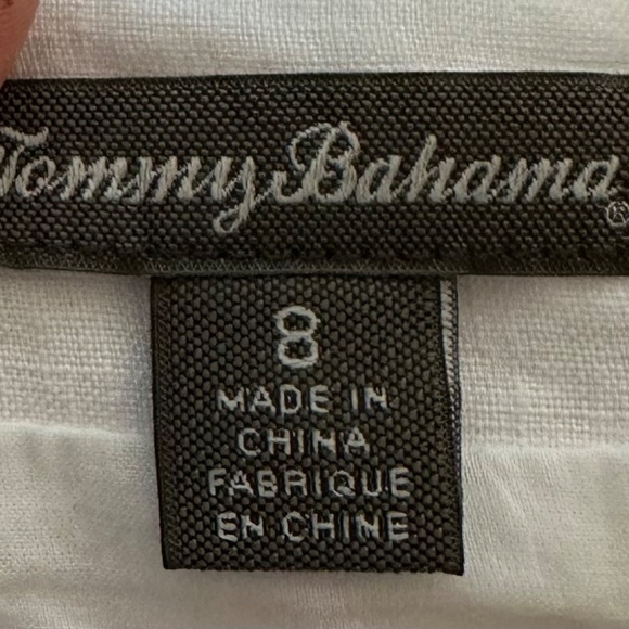 Tommy Bahama Sz 8 Medium Skirt A-Line Flare 100% LINEN White Coastal Chic - Picture 2 of 3